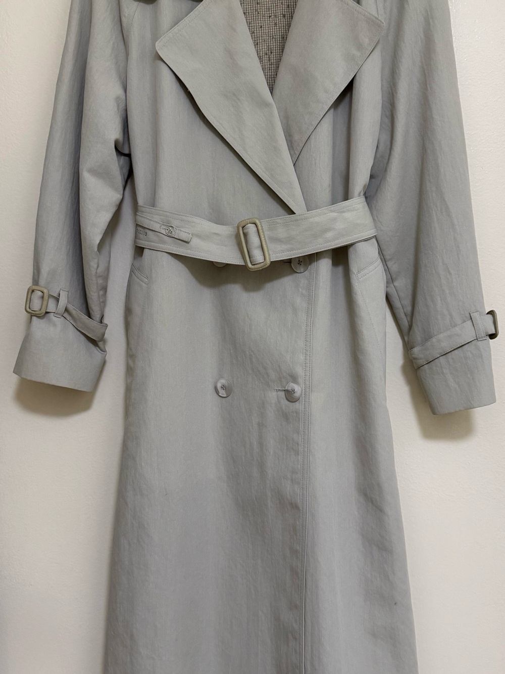 VINTAGE LONDON FOG WOMENS TRENCH COAT SIZE 10P LINED DOUBLE BREASTED LIGHT GREY